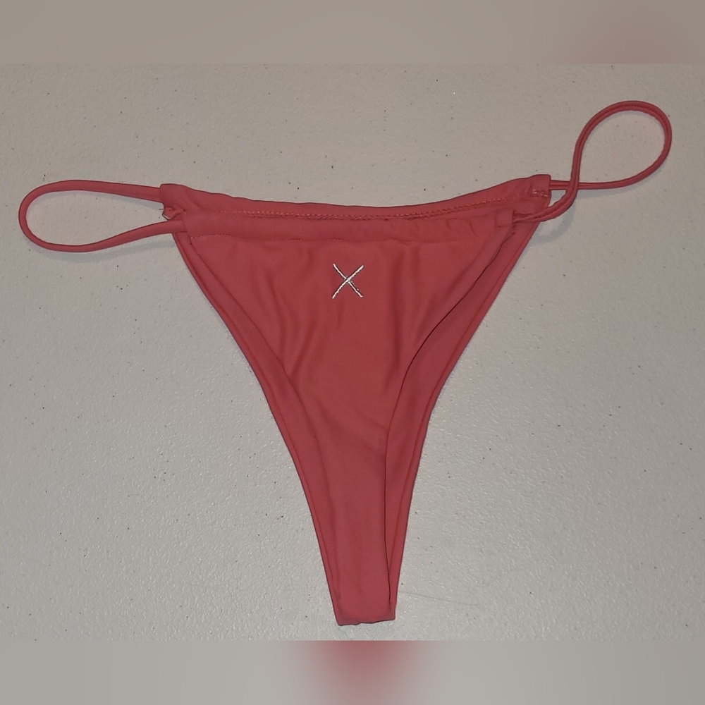 Boutine LA Popular Women's Coral Pink String Bikini Swim Bottom, Medium
